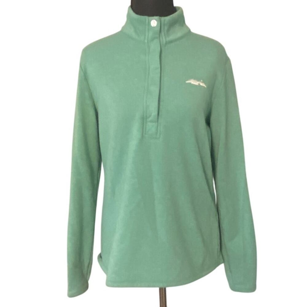 Fairway & Greene Ladies Green Quarter Snap Mock Neck Pullover Size M Golf Preppy
